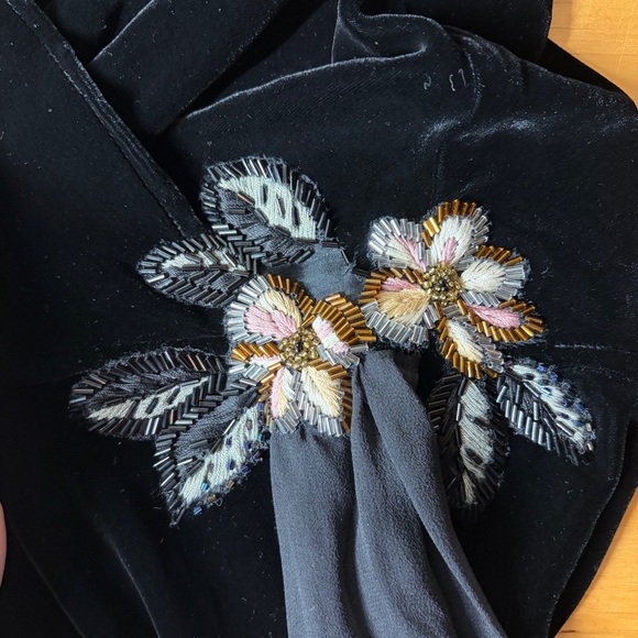 VTG Newport News Velvet Evening Dress Size 4 Black Y2K 90S Glam Dark Fairy Goth - Picture 11 of 11